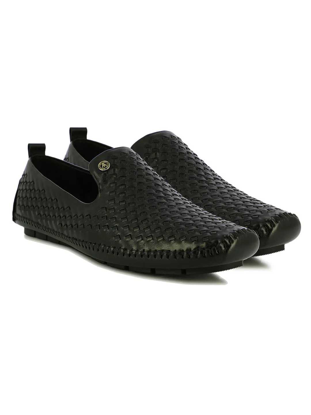 Indian Festive Slip On Shoes In Black For Men