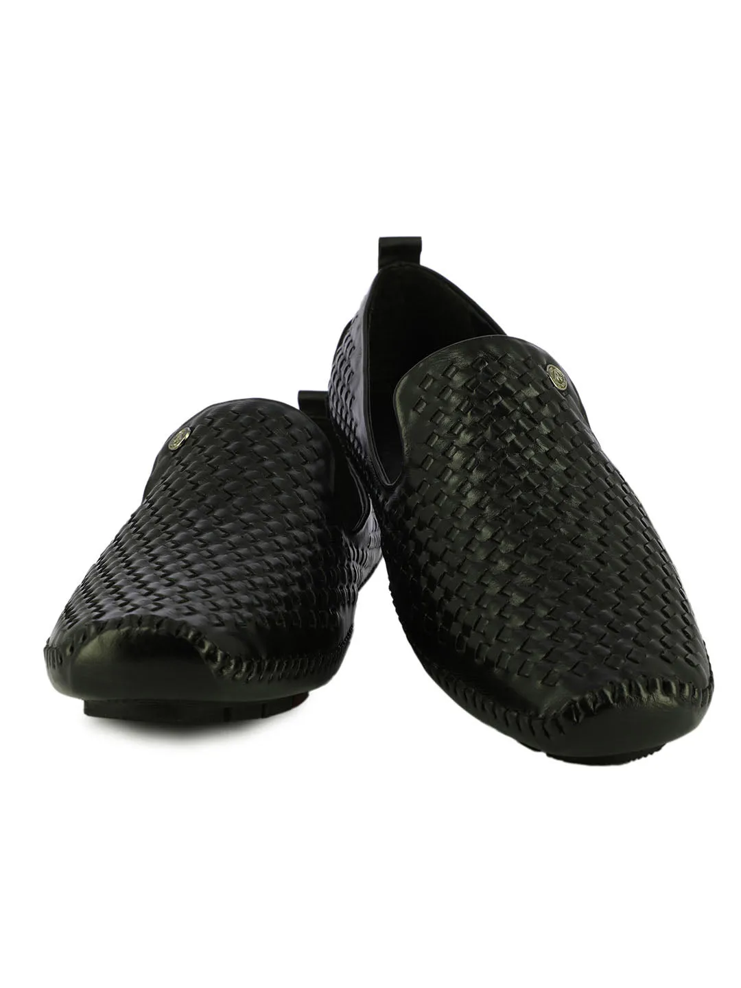 Indian Festive Slip On Shoes In Black For Men