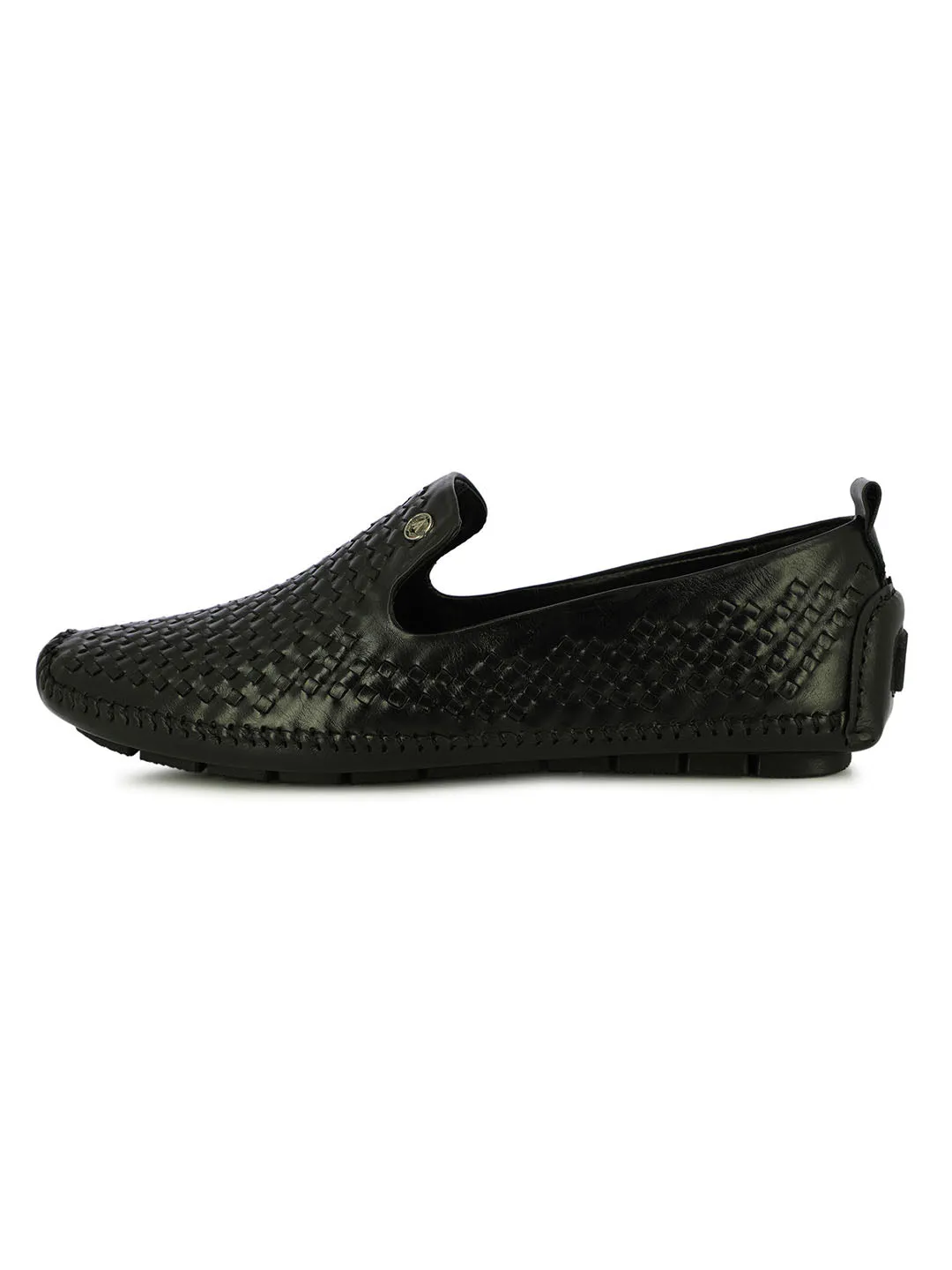 Indian Festive Slip On Shoes In Black For Men