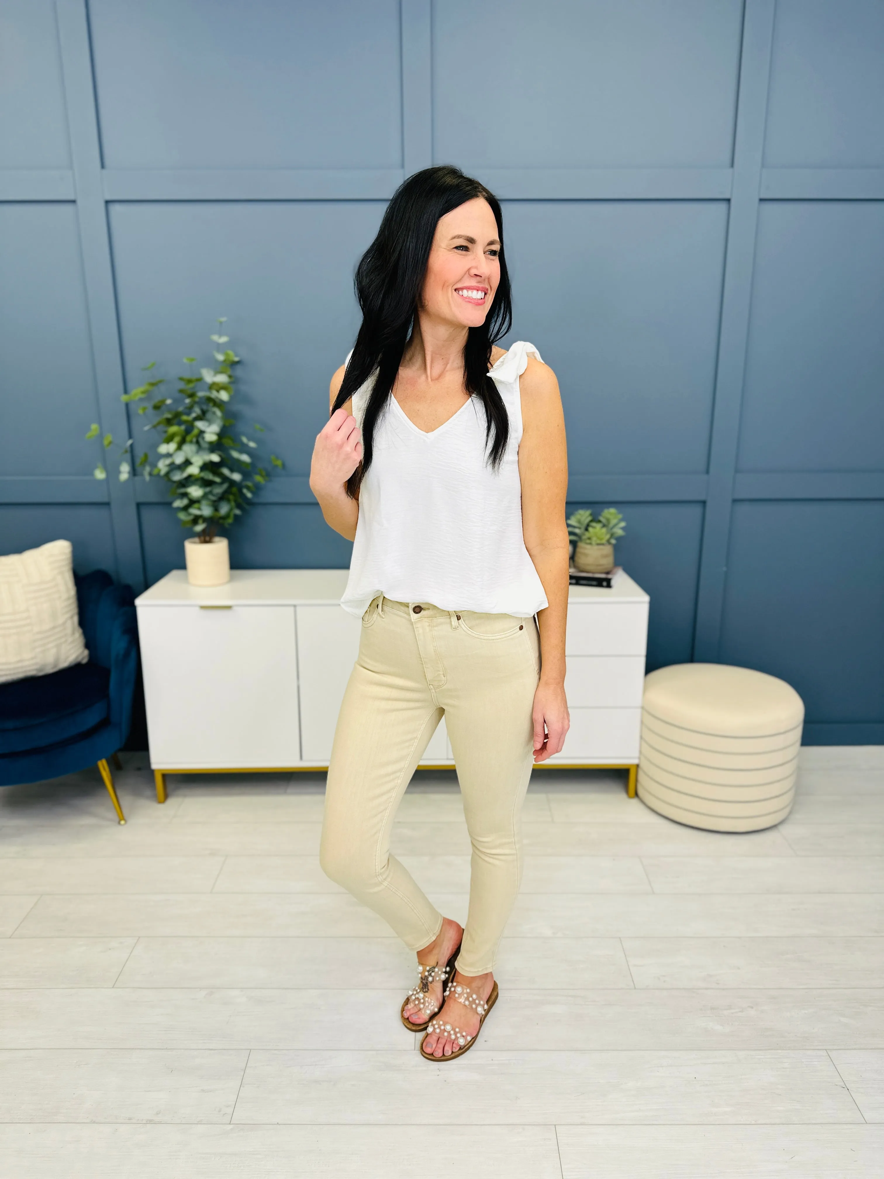 Judy Blue Khaki is The New White Tummy Control Skinny Jeans in Reg/Curvy