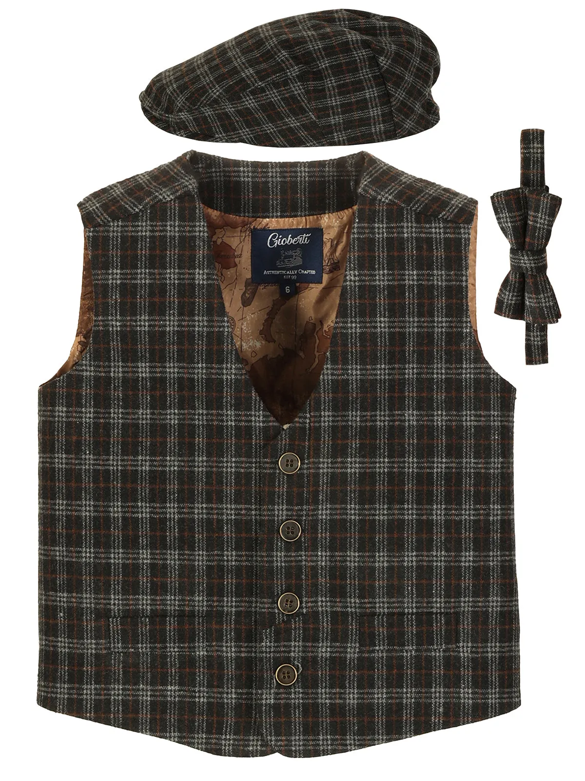 Kid's (2T-7) 3pc Tweed Vest Set