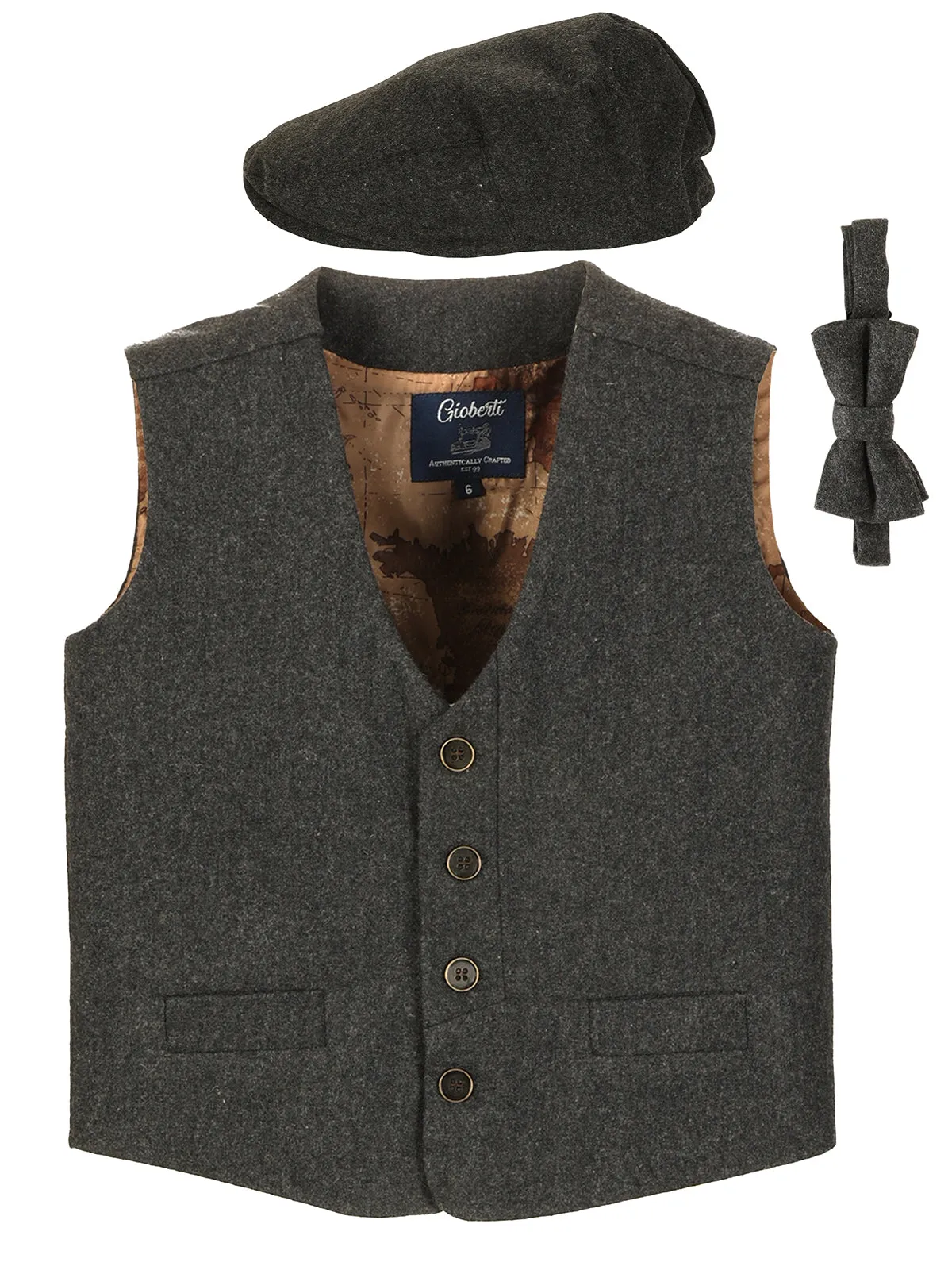 Kid's (2T-7) 3pc Tweed Vest Set