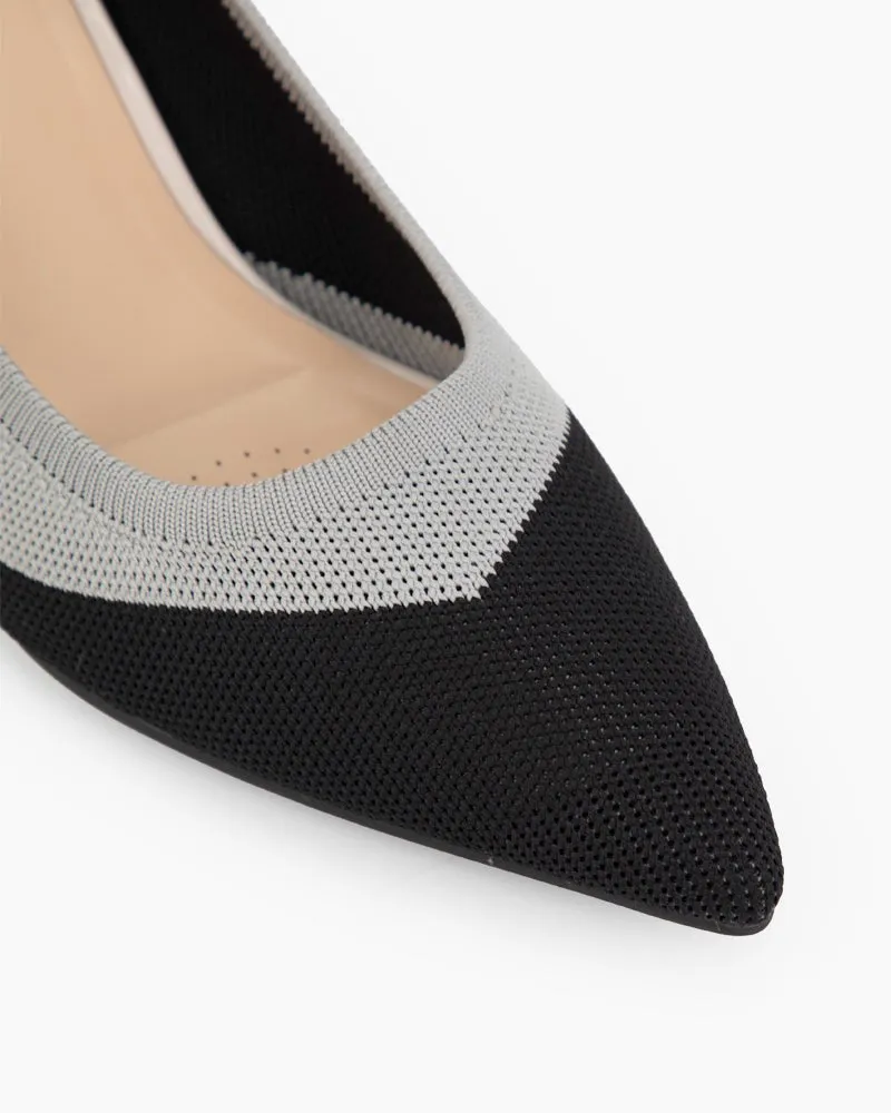 Knit Slip On Comfortable Kitten Heel Pumps