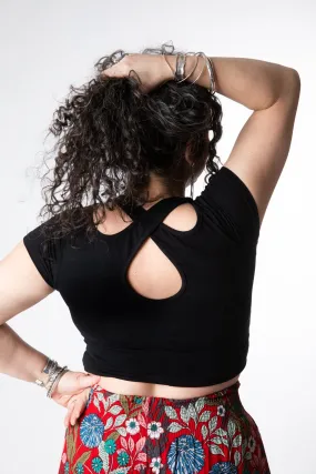 Kyra Black Cross Back Crop Top