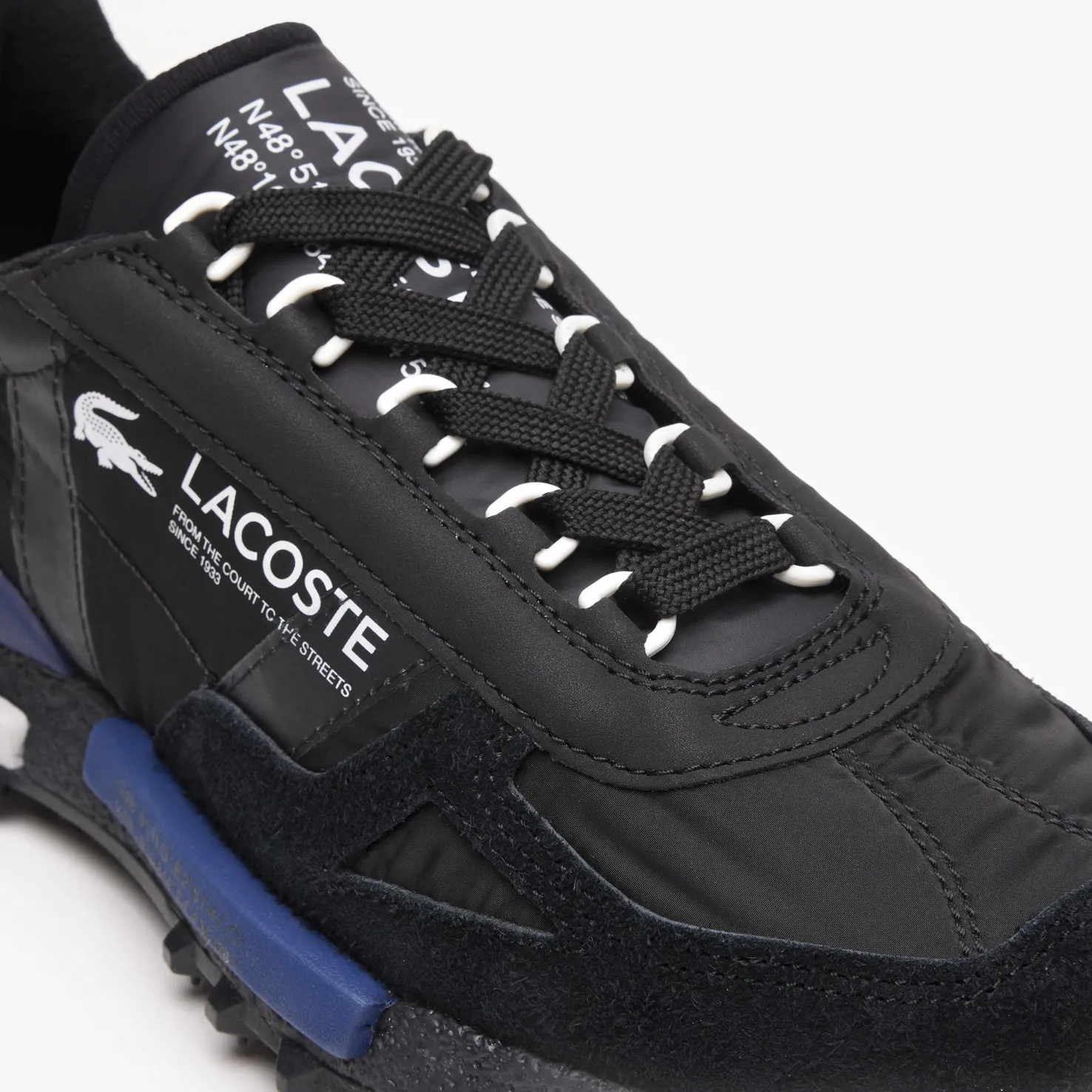 LACOSTE Mens Elite Active Sneakers - Stylish Black and Navy Athletic Shoes