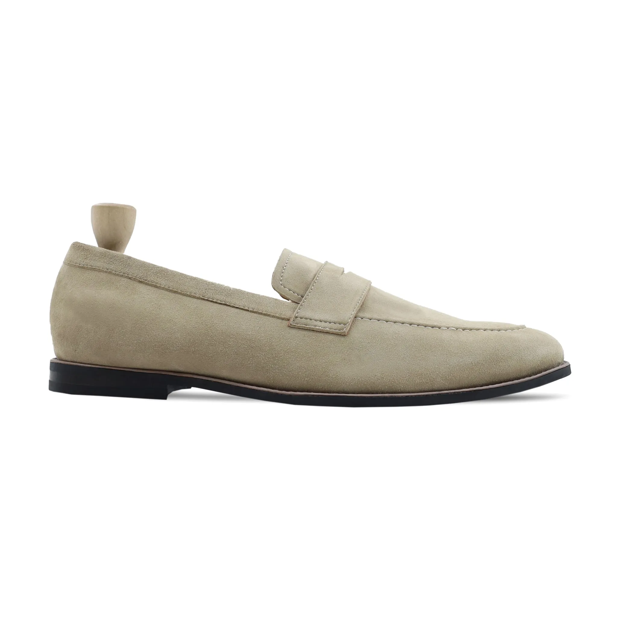 Lodz - Men's Beige Kid Suede Loafer