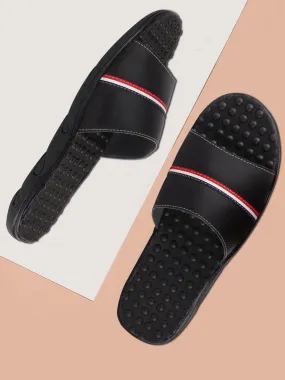 Men Black Casual Slip-On Flip-Flops