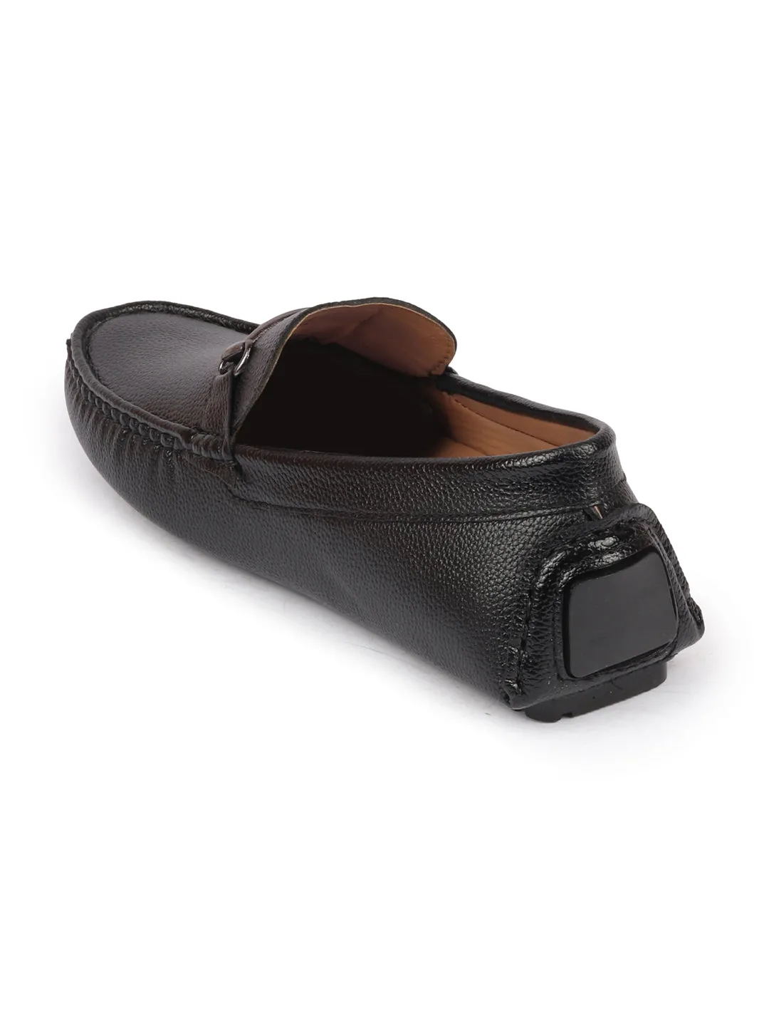 Men Black Hand Stitched Horsebit Buckle Loafer and Moccasin Driving Shoes