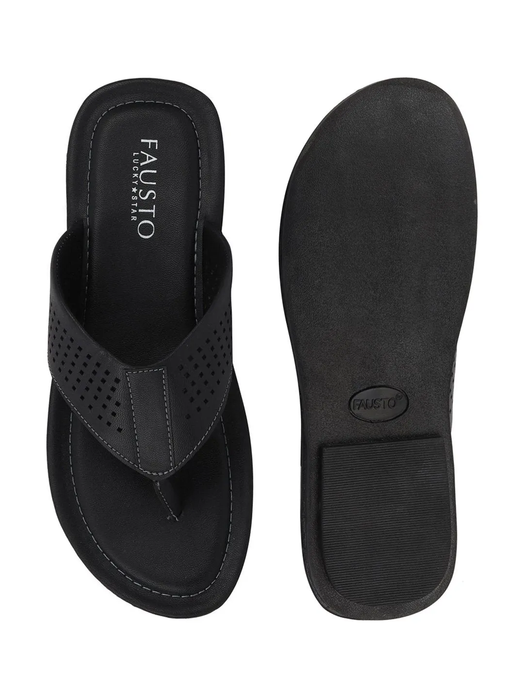 Men Black Indoor & Outdoor Slippers