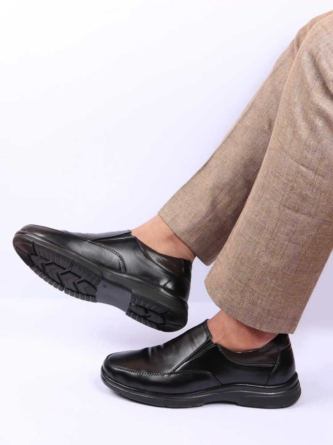 Men Black Thermal Formal Slip On Shoes