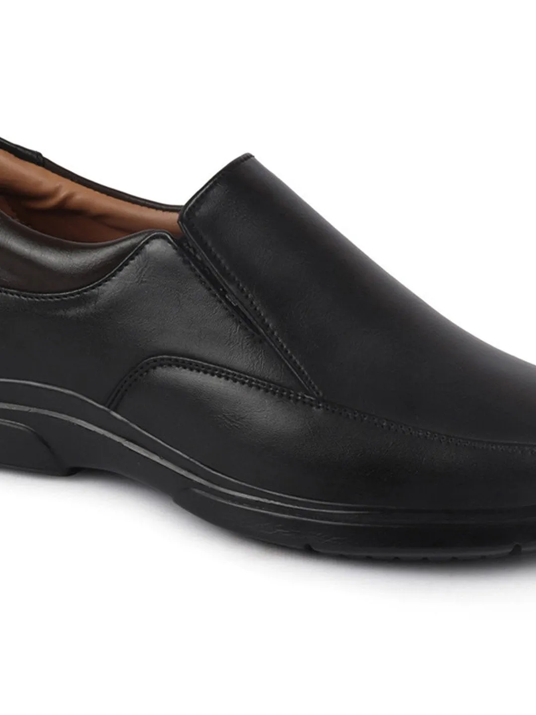 Men Black Thermal Formal Slip On Shoes