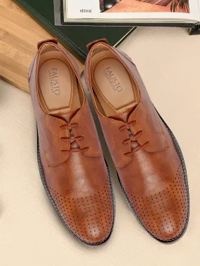 Men Brown Cap Toe Formal/Office Lace Up Dress Shoes