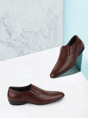 Men Brown Formal Slip-On Shoes