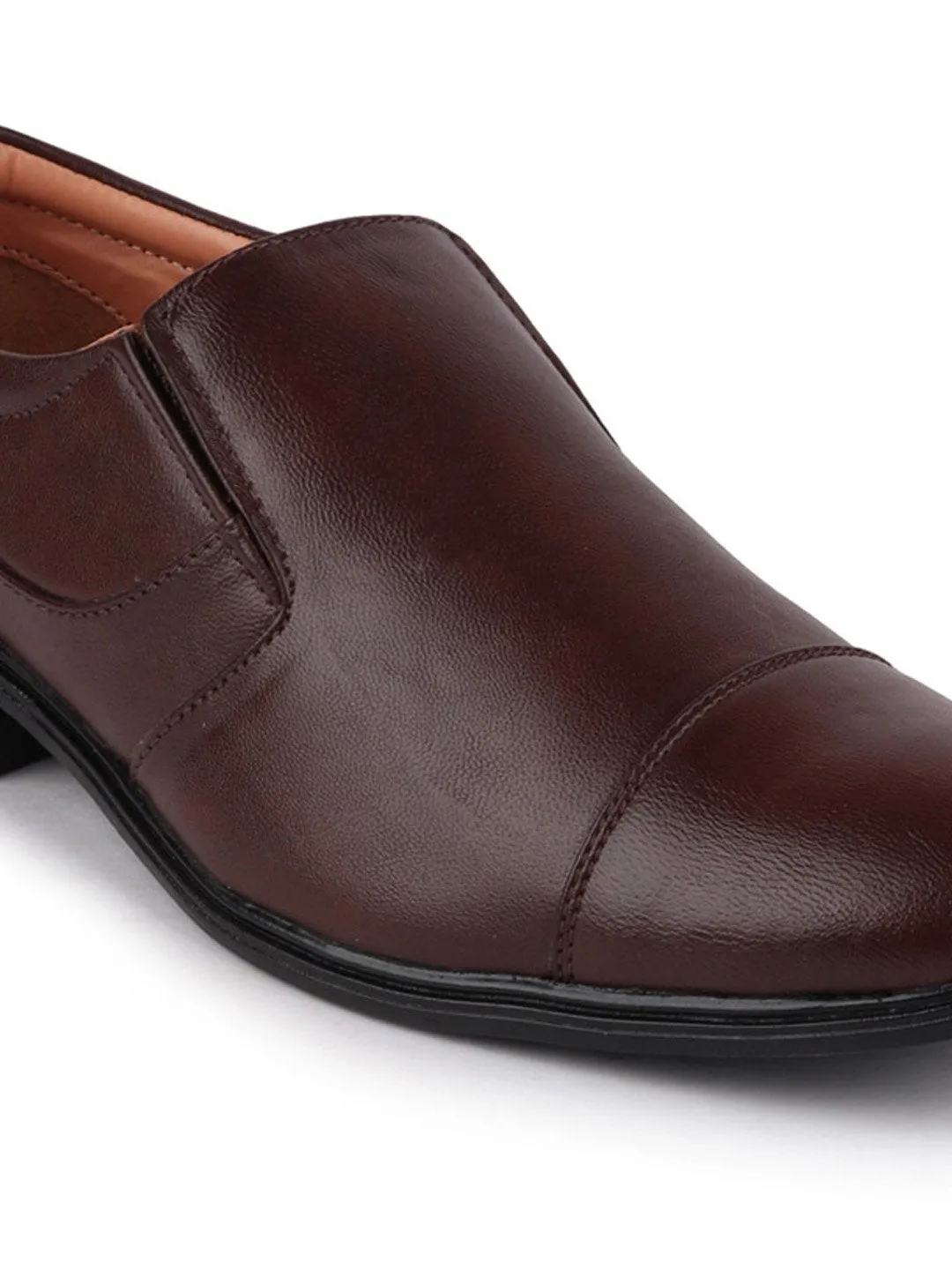 Men Brown Formal Slip-On Shoes