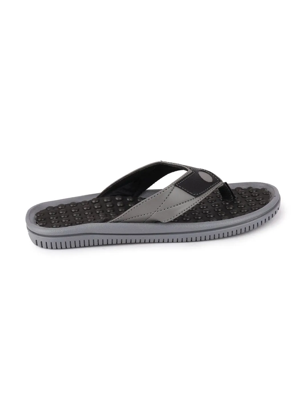 Men Grey/Black Casual Slip-On Slippers