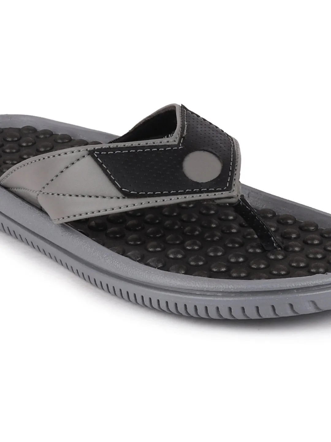 Men Grey/Black Casual Slip-On Slippers