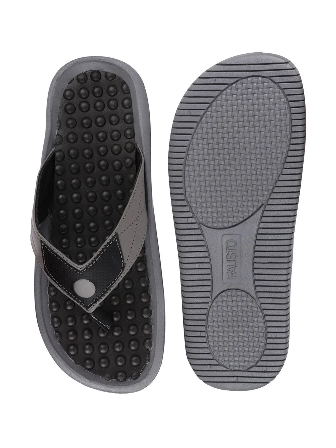 Men Grey/Black Casual Slip-On Slippers