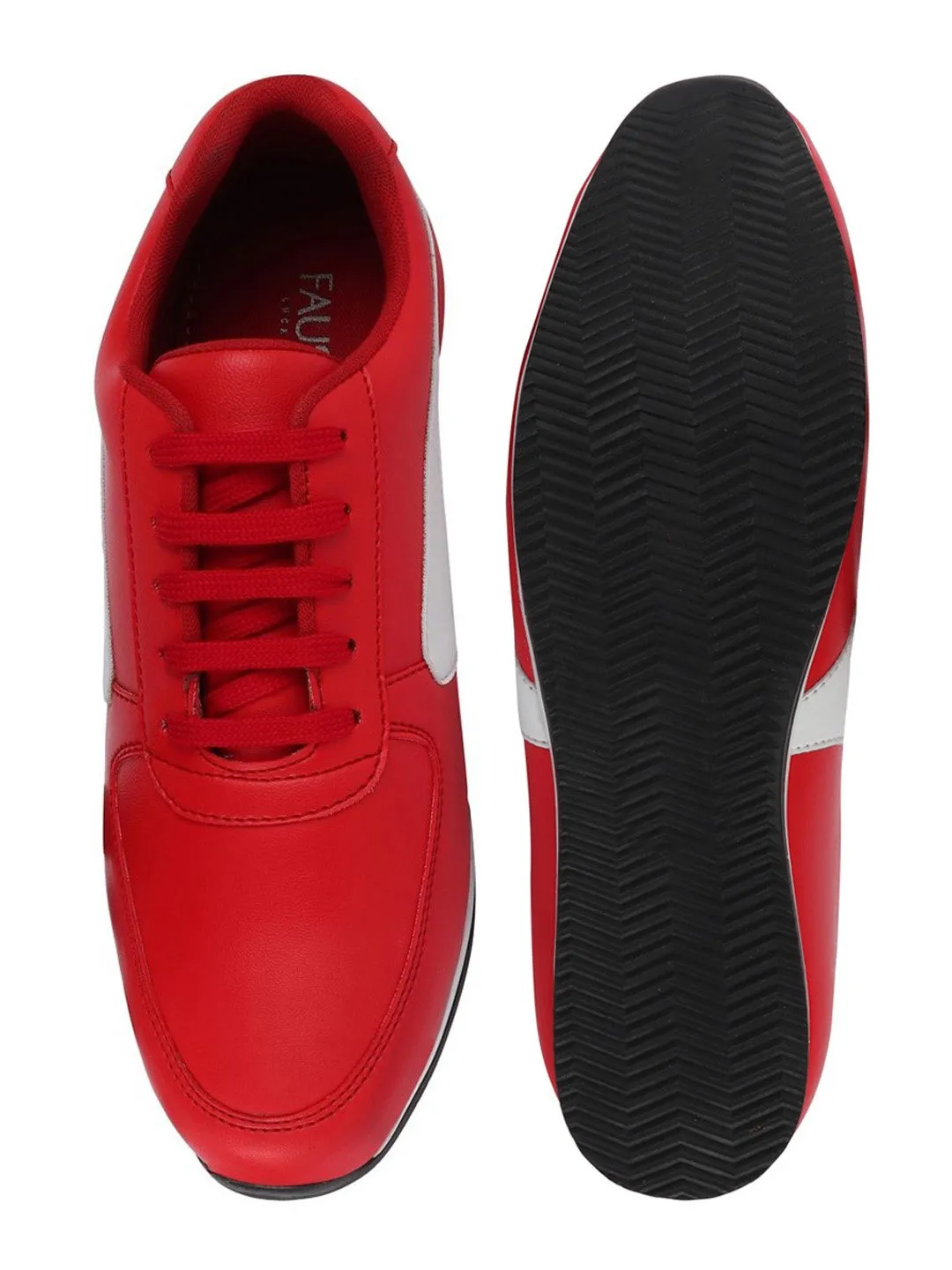 Men Red Trendy Lace Up Sneakers