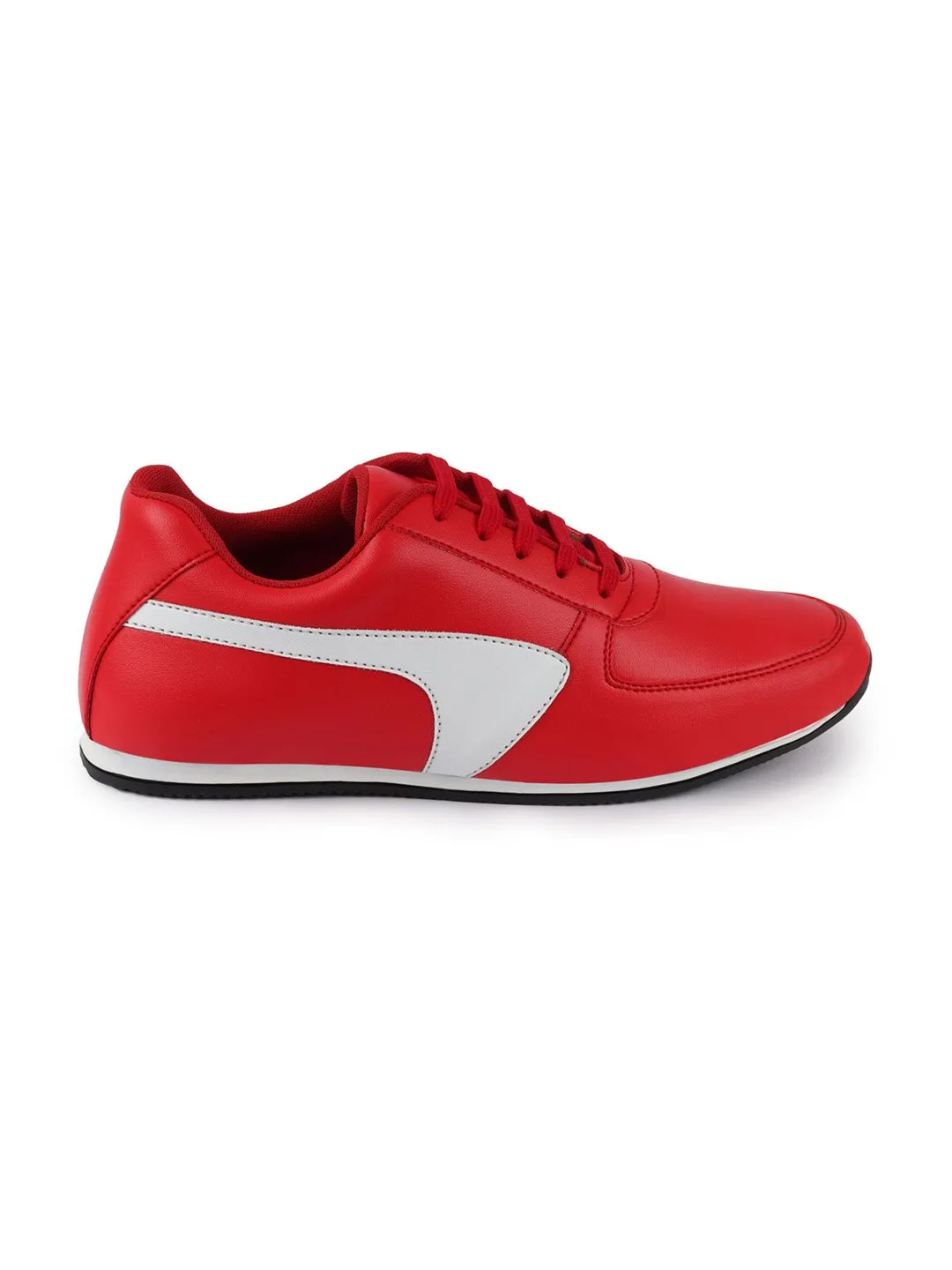 Men Red Trendy Lace Up Sneakers