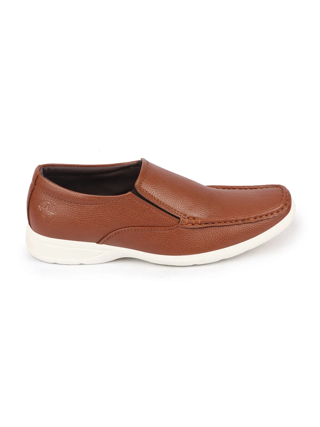 Men Tan Side Stitched Casual Comfort Slip-On Loafer Shoes