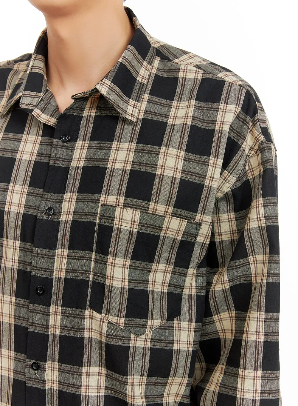 Men's Checkered Buttoned Collared Shirt IA402