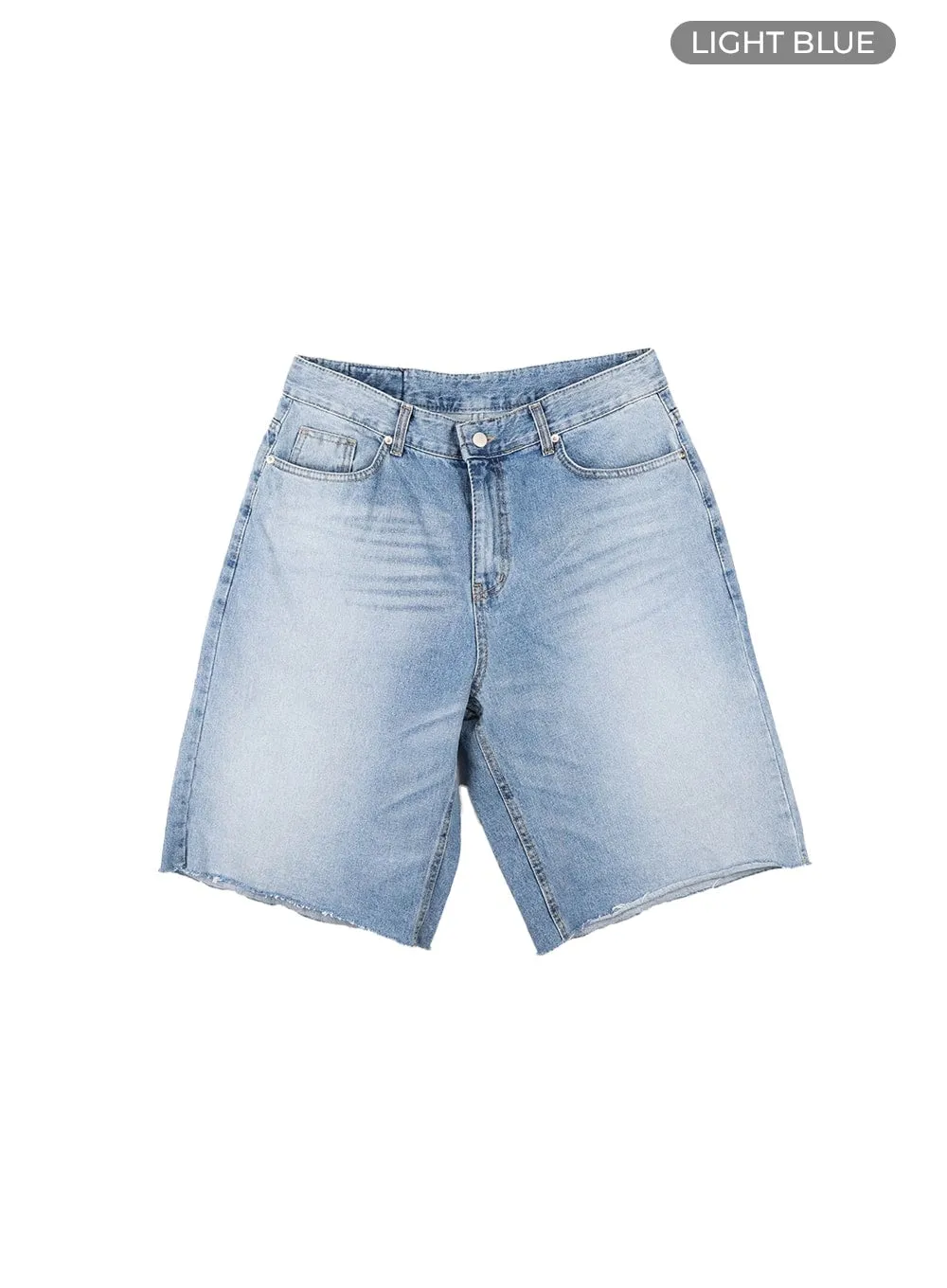 Men's Destroyed Hem Denim Shorts IA401