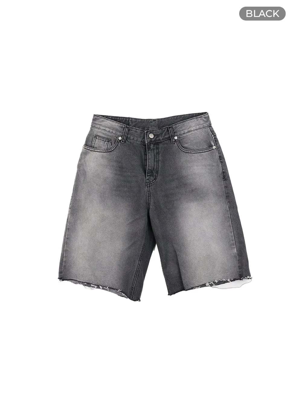 Men's Destroyed Hem Denim Shorts IA401