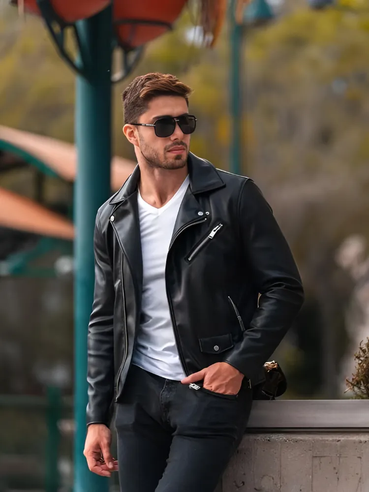 MEN'S LEATHER JACKET BLACK