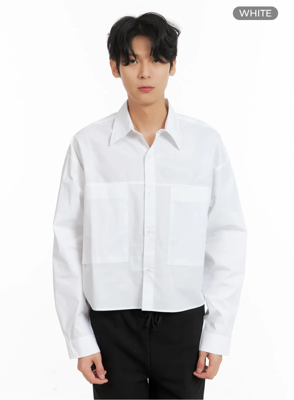 Men's Solid Cotton Crop Shirt IA401