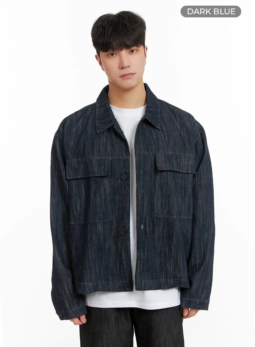 Men's Textured Button Denim Jacket IA402