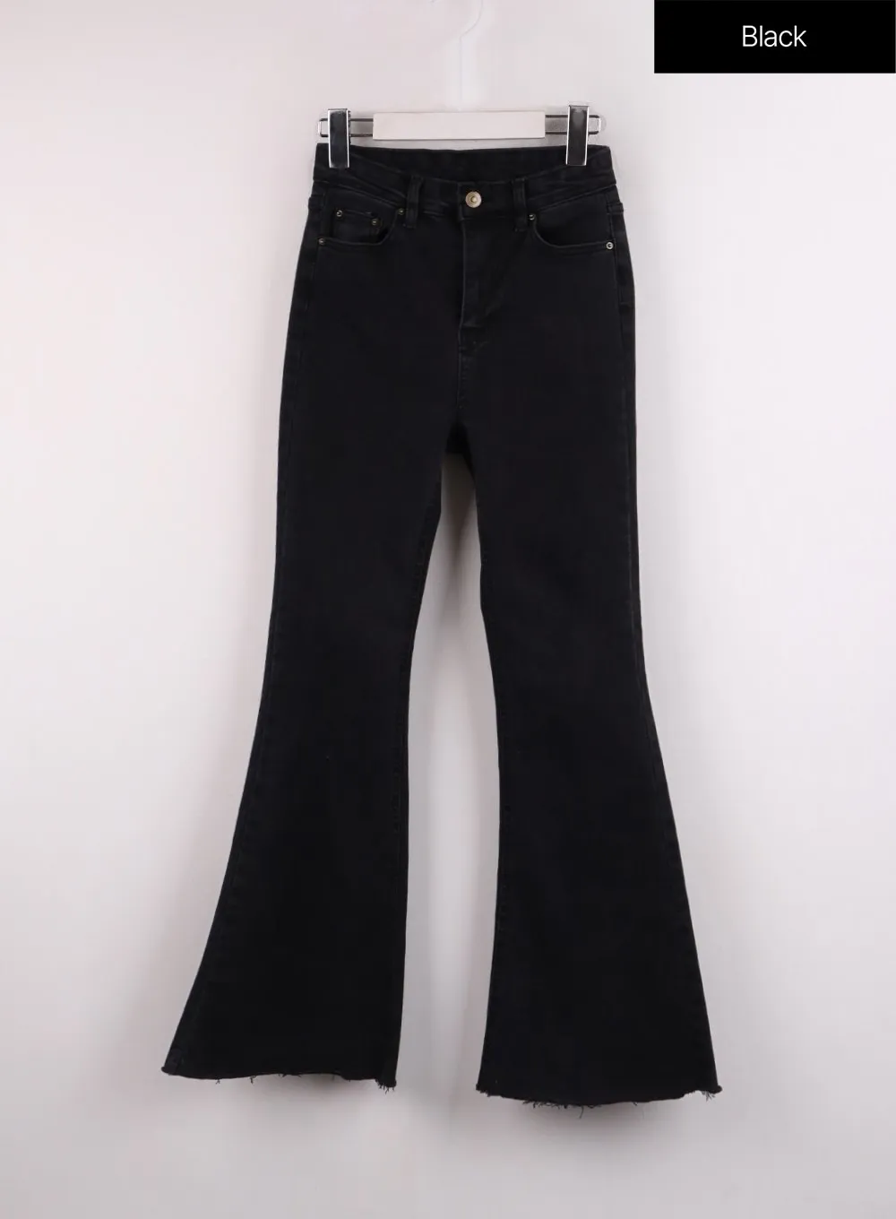 Mid Waist Button Flared Jeans IF402