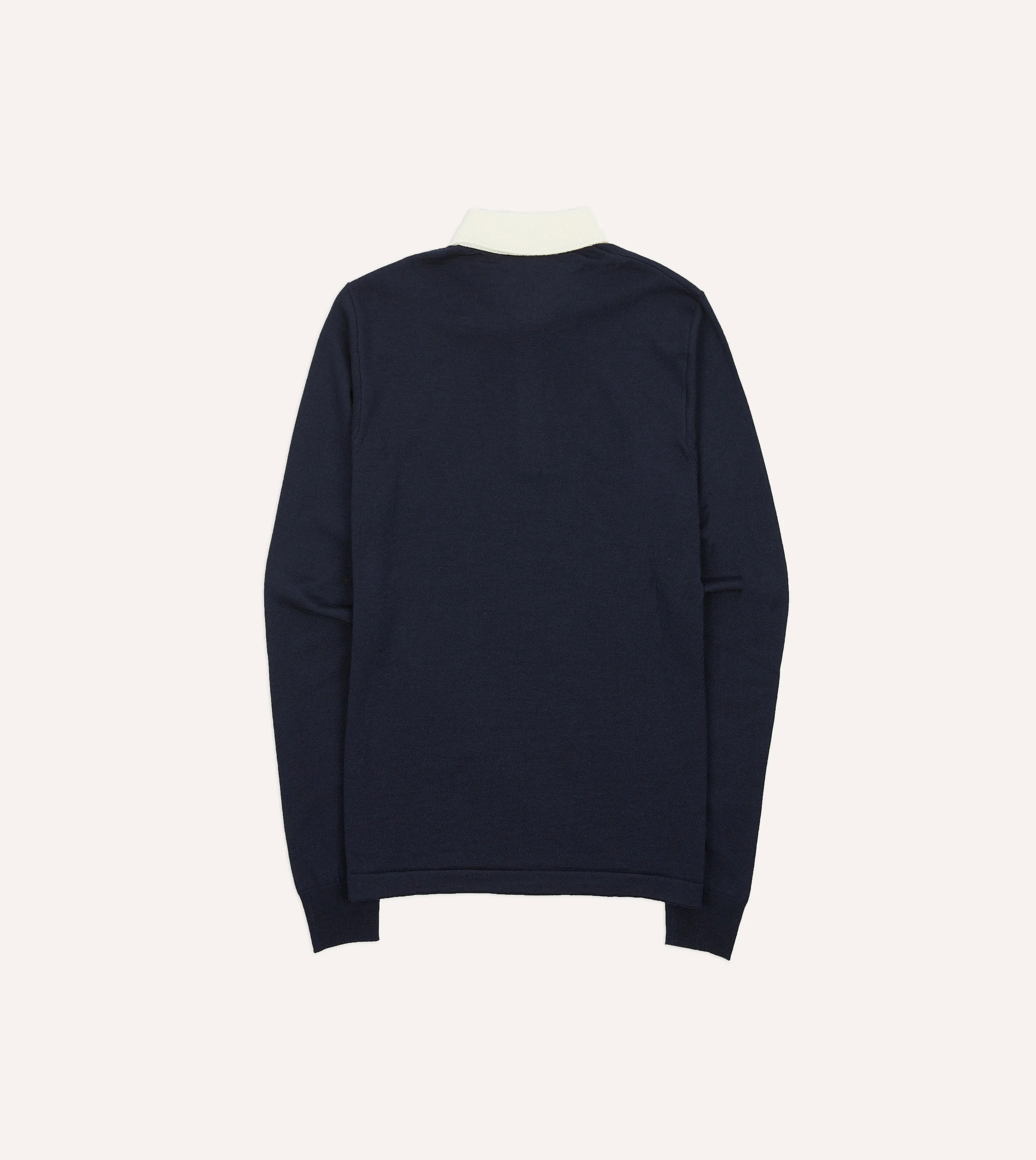 Navy Merino Wool Knitted Rugby Shirt