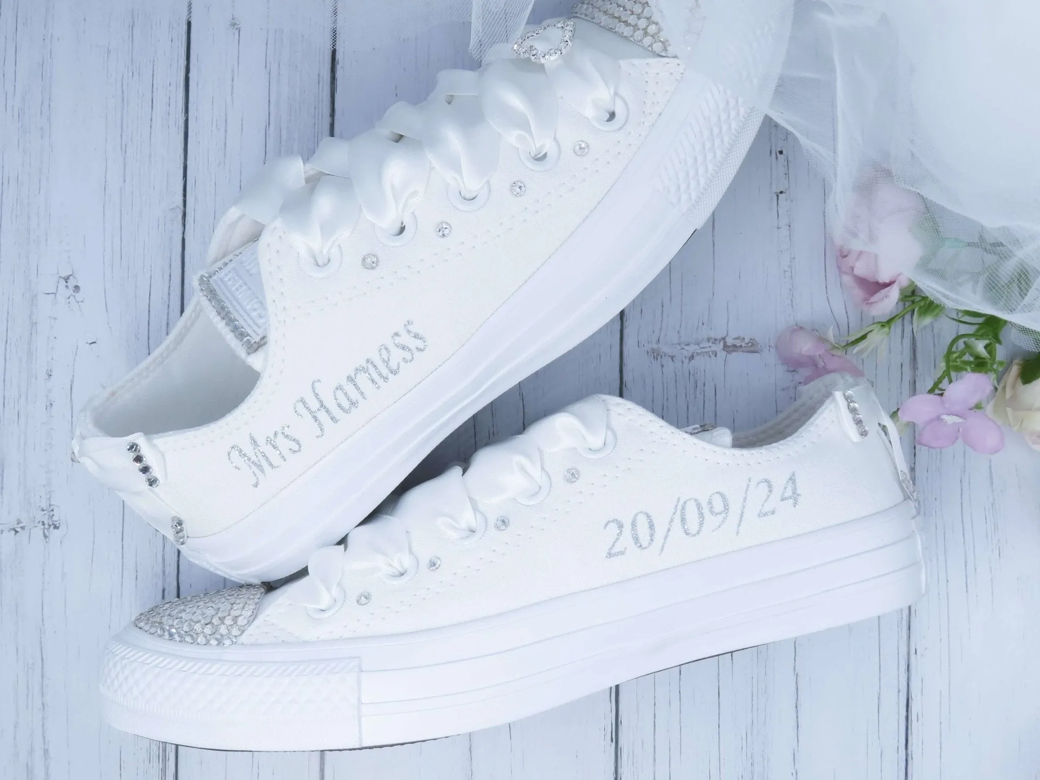 Personalised Custom Crystal Wedding Converse .