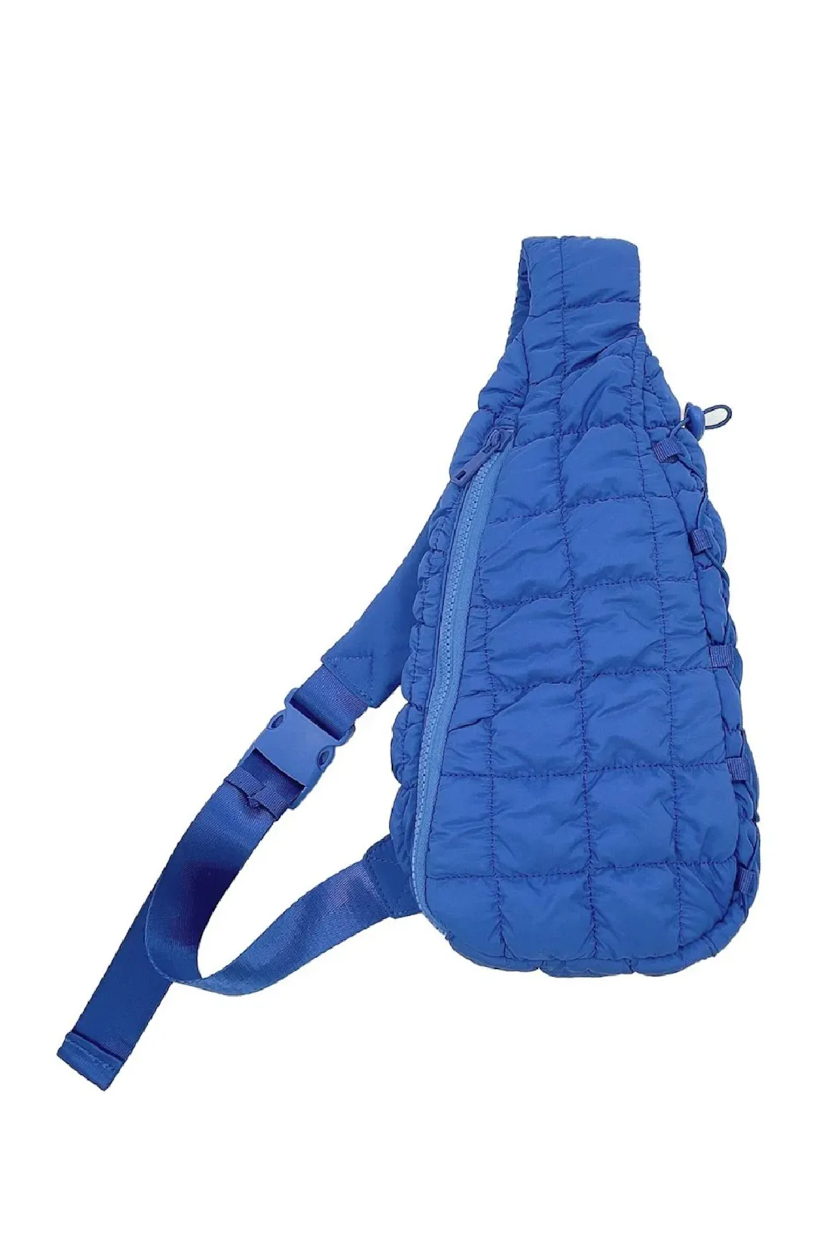 Quilted Puffer Sling Bag - Blue