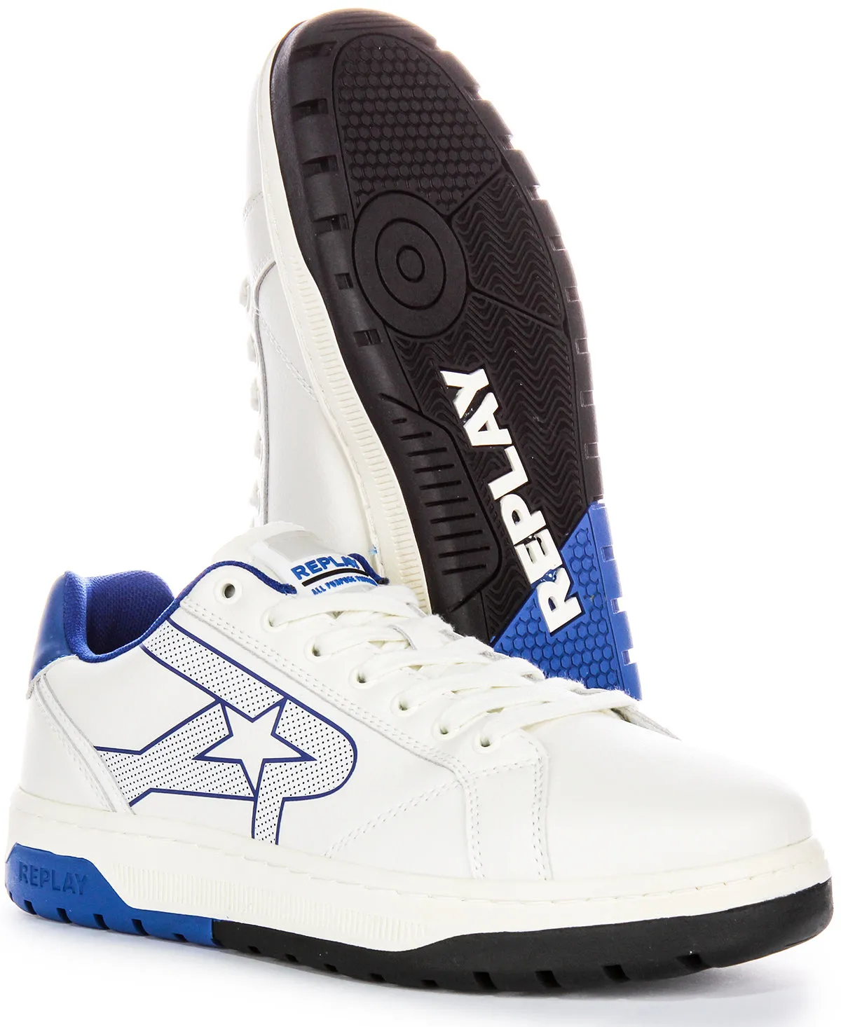 Replay Gemini Star In White Blue For Men