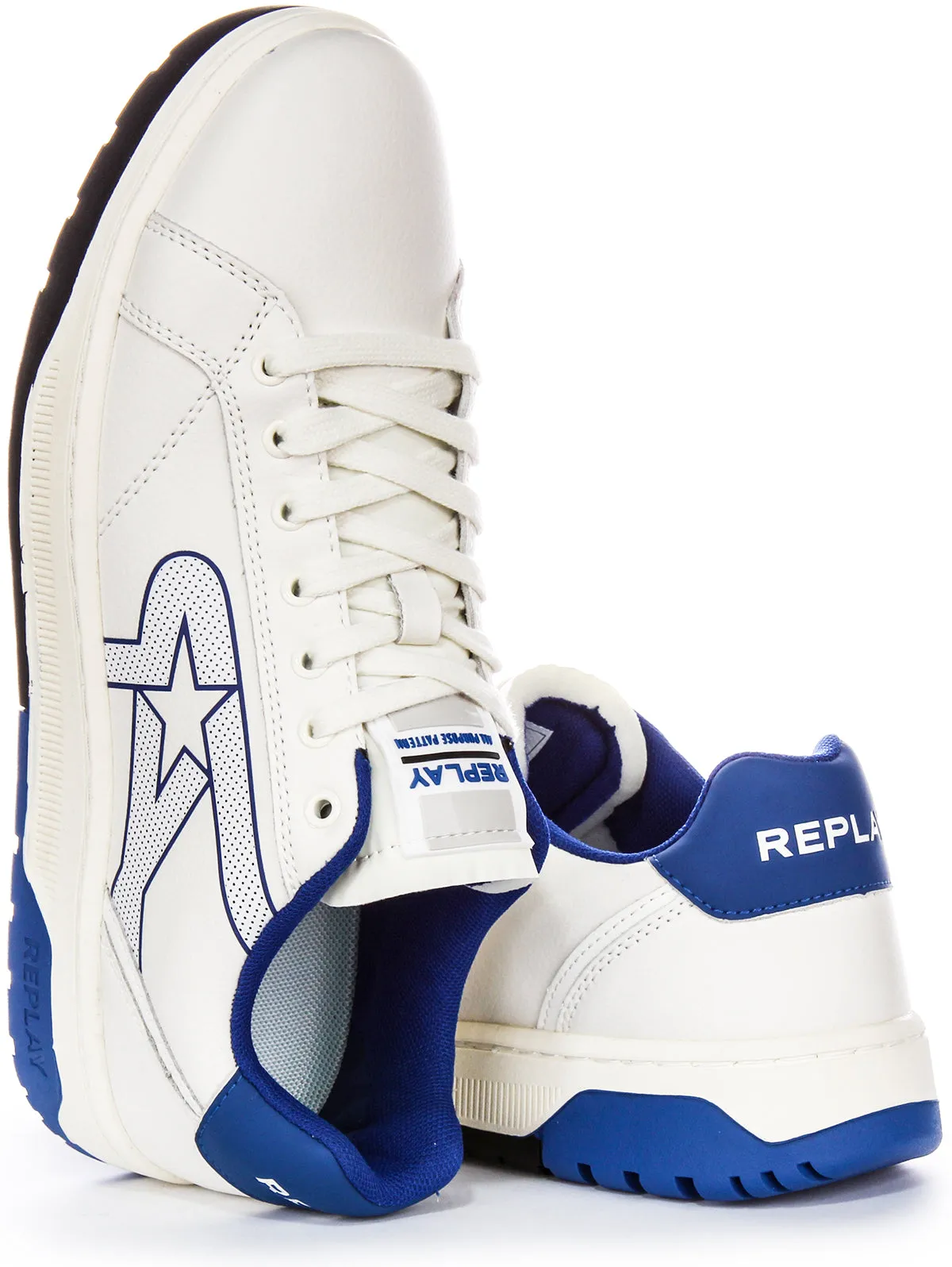 Replay Gemini Star In White Blue For Men