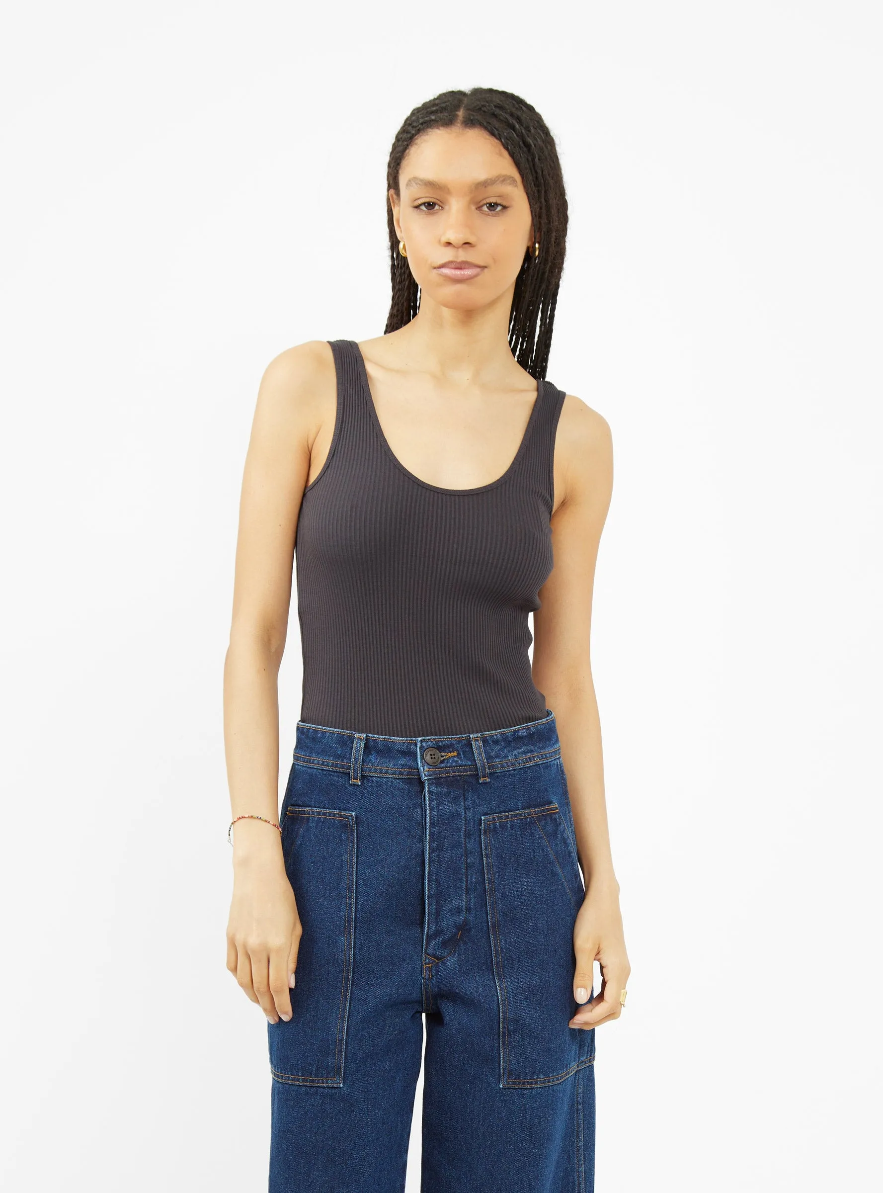 Ribbed Vest Charcoal