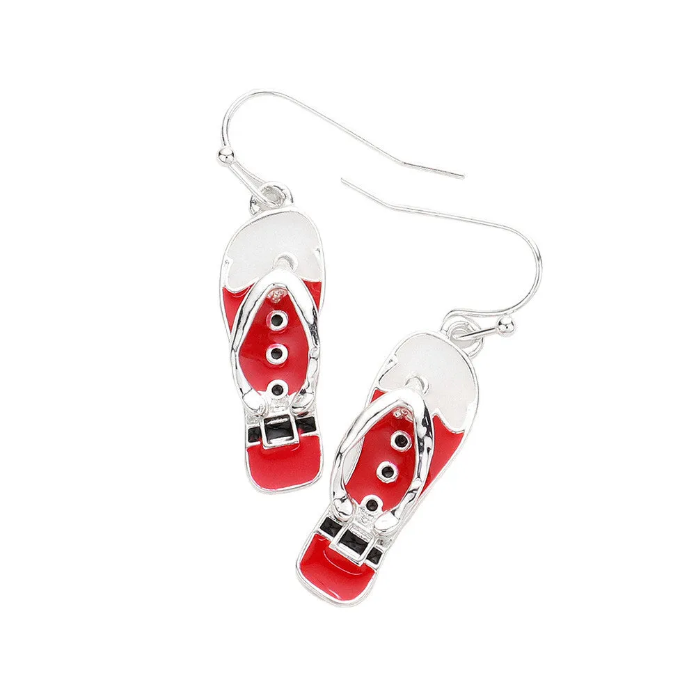 Santa Claus Clothes Detailed Flip Flop Dangle Earrings