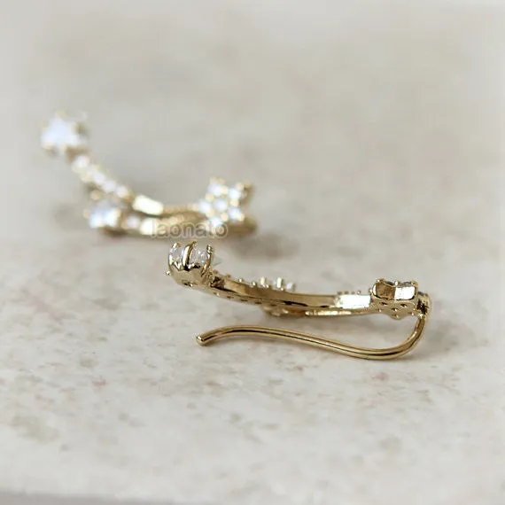 Shooting Stars Ear Climber, ear cuff