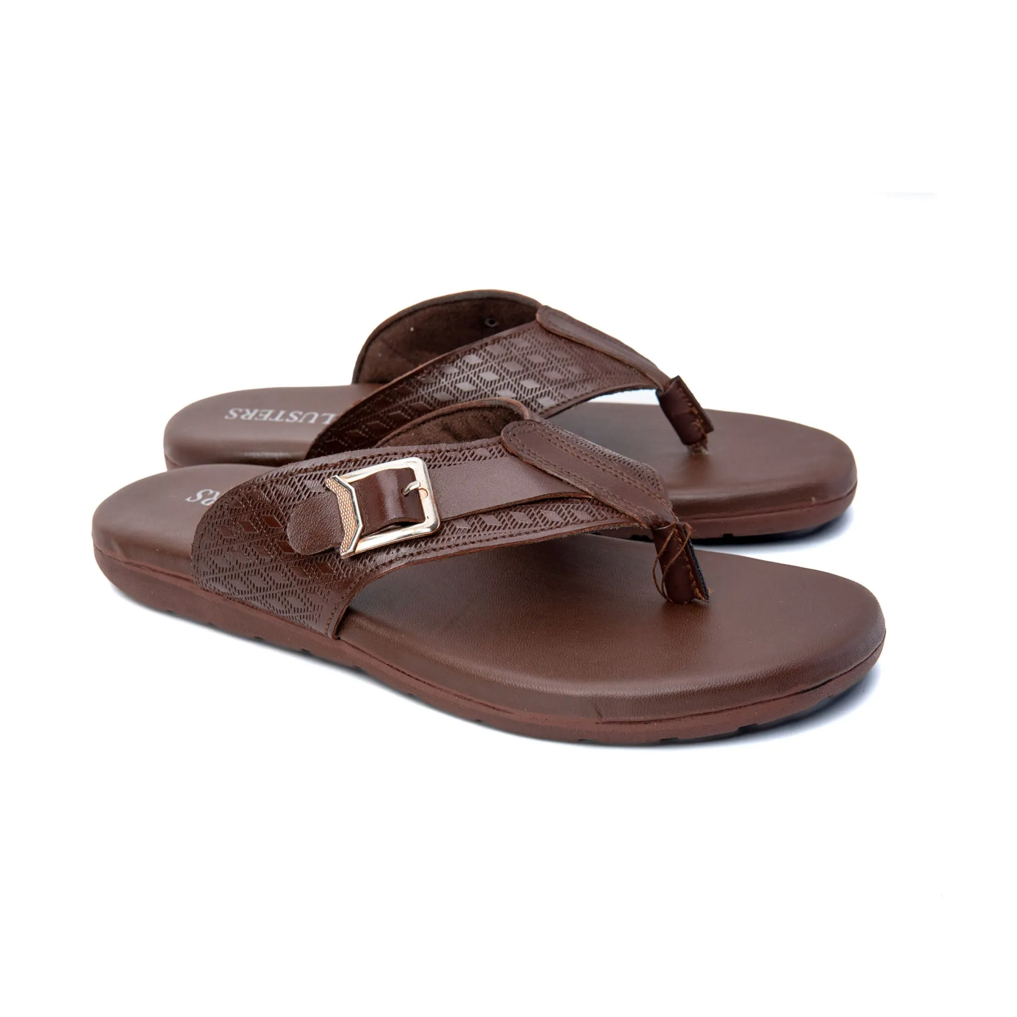 Side Buckled Padded Leather Slippers