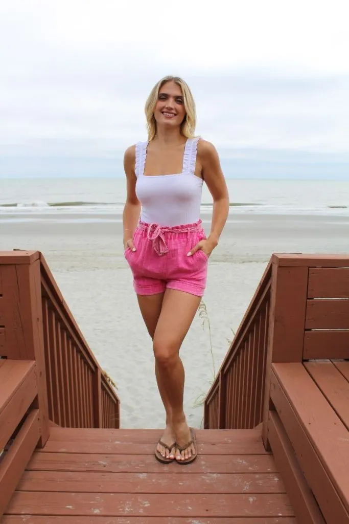 Simply Southern Ruffle Shoulder Bodysuit in Pink - Elevate Your Style with Effortless Elegance