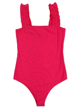 Simply Southern Ruffle Shoulder Bodysuit in Pink - Elevate Your Style with Effortless Elegance