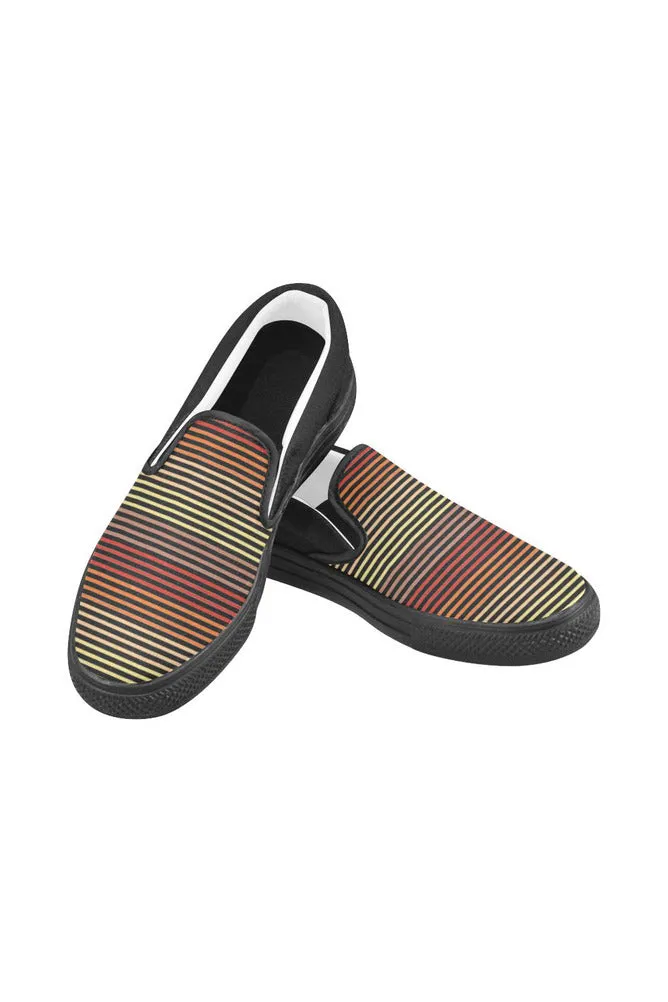 Spectral Lines Men's Slip-on Canvas Shoes (Model 019)