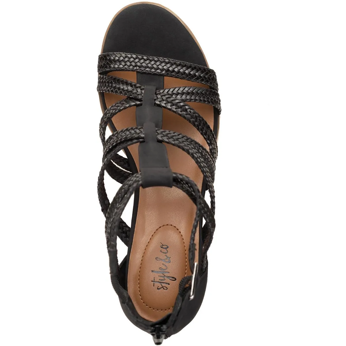 Style & Co. Womens Josettee Faux Leather Braided Strappy Sandals