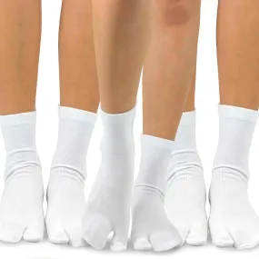 TeeHee Socks Unisex Casual Cotton Big Toe White 3-Pack (11708)