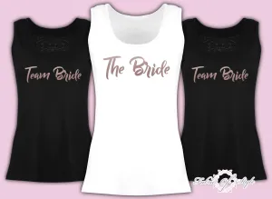 Vest Tank Top Team Bride Hen Do Party  Tribe  T-shirt Ladies Female Rose Gold