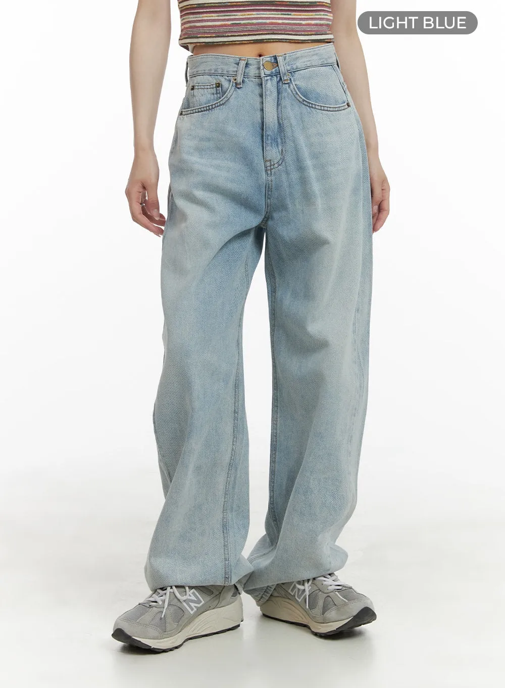 Washed Denim Wide Fit Straight Jeans CA408