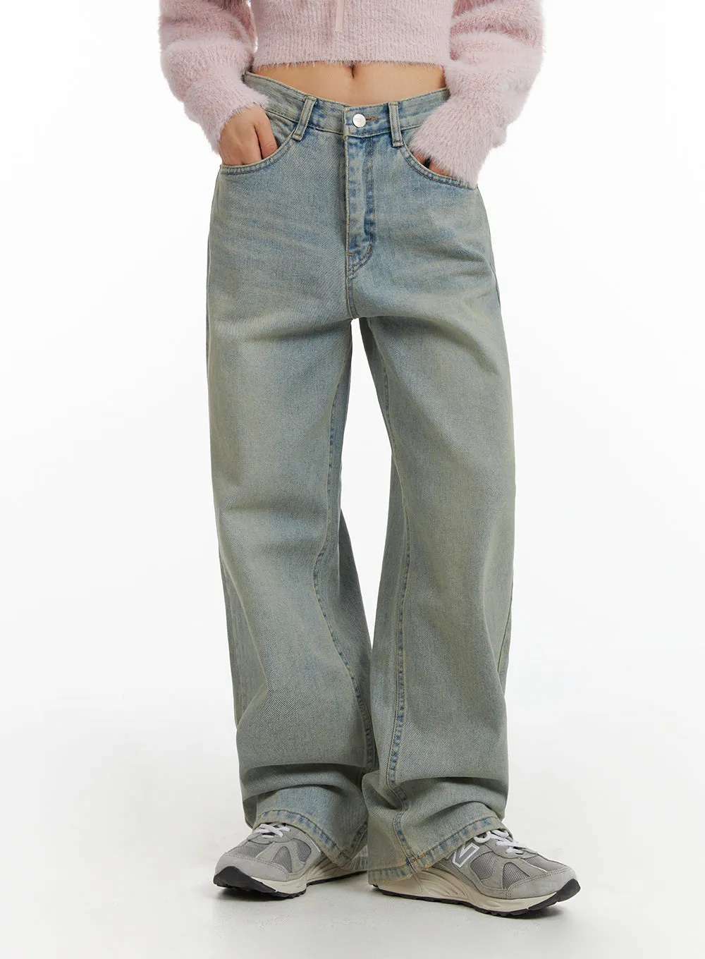 Washed Wide Leg Jeans CJ408