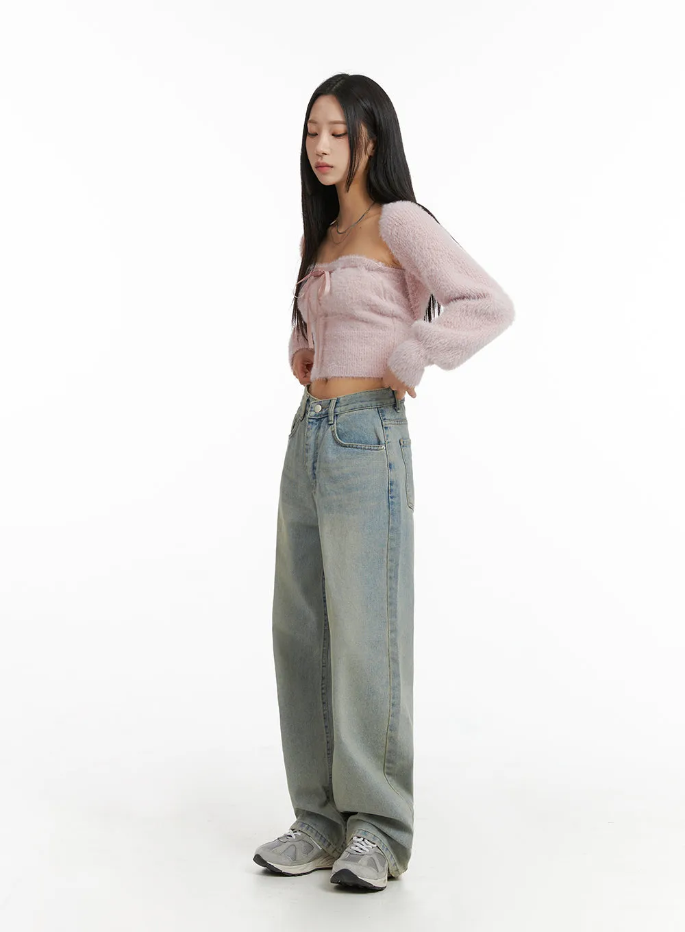 Washed Wide Leg Jeans CJ408