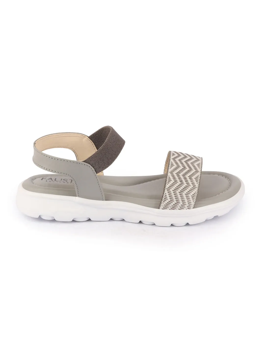 Women Grey Open Toe Fashion Stylish Day Long Comfort Slip On Wedges Sandals